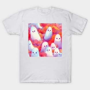 Watercolor kawaii ghosts pattern T-Shirt